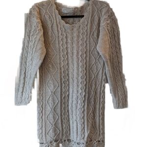 Vintage Cream Cable Knit Sweater Size M